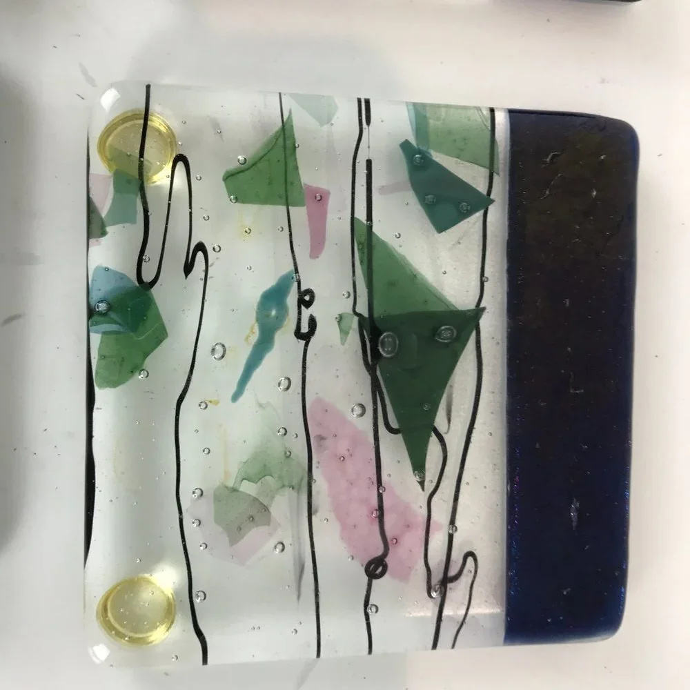 MCM Signed Art Glass Coasters